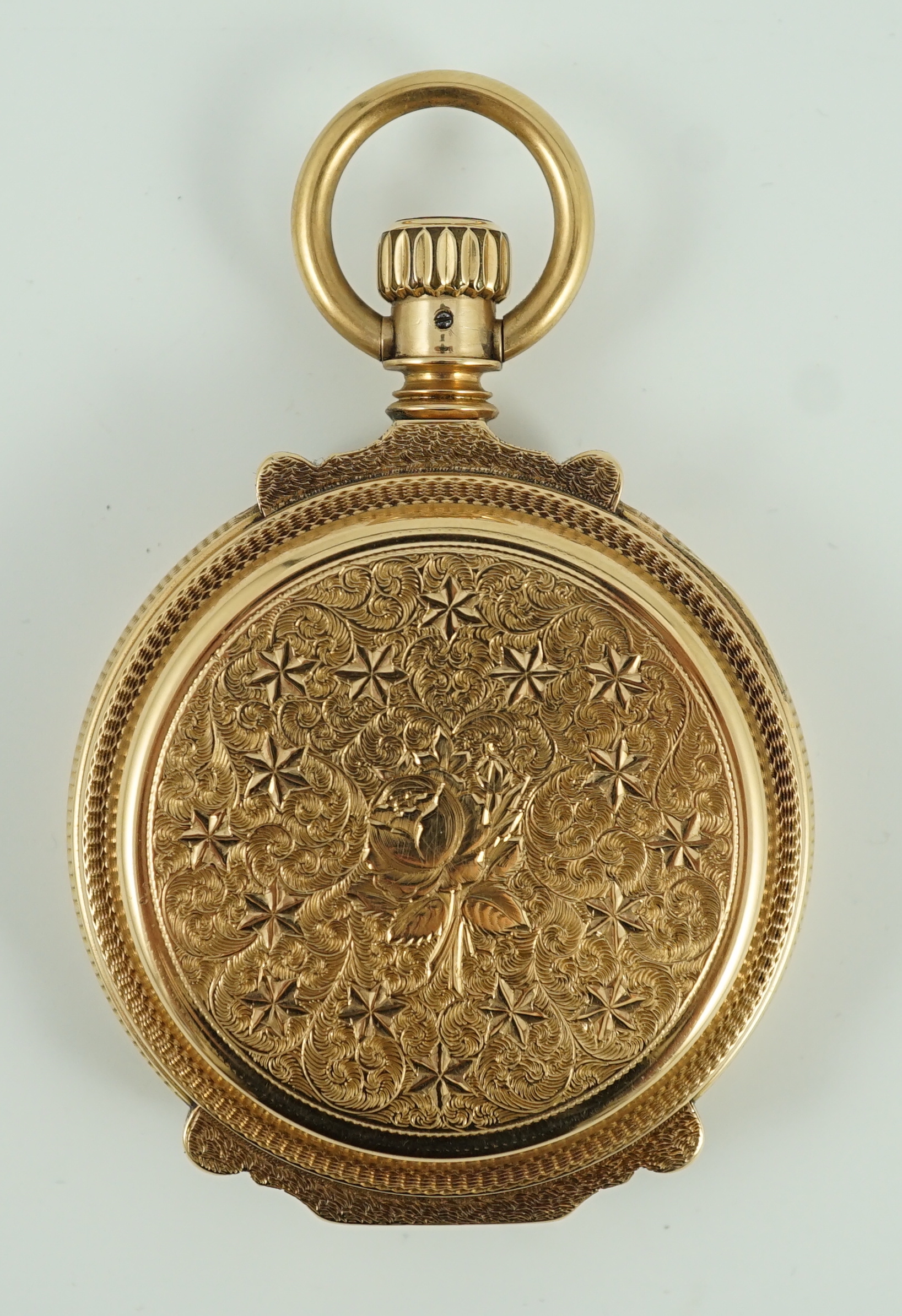 A late 19th/early 20th century American 14k gold Waltham hunter pocket watch, by William Ellery
